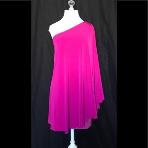 NWT WYATT Fuschia Jersey One Shoulder Dress - XS